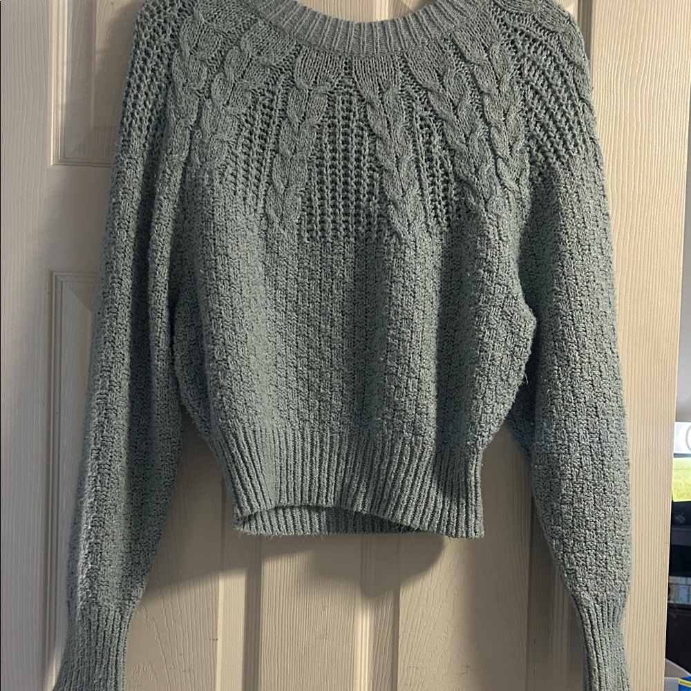 American Eagle Outfitters Textured Knit Sweater in Soft Green